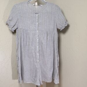 Zara Trafaluc Collection Gray Striped Romper Shorts Cotton Blend Size S